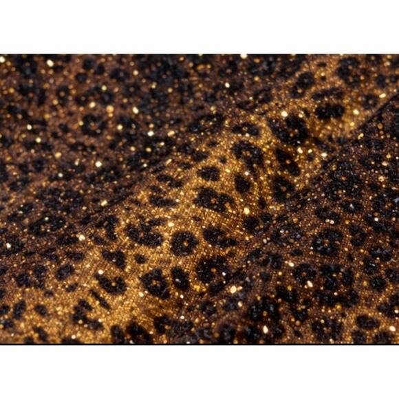 McBling Mob Wife 00s Y2K Leopard Glitter Tank Top Sz 1 Brown Gold Sparkle Glam - Picture 3 of 12
